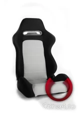 Cipher Auto Black|Gray Cloth Racing Seats - Pair                                     - CPA1013FBKGY - Image 2
