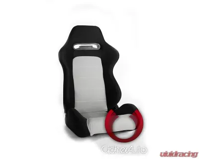 Cipher Auto Black|Gray Cloth Racing Seats - Pair - CPA1013FBKGY