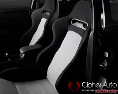 Cipher Auto Black|Gray Cloth Racing Seats - Pair - CPA1013FBKGY