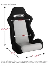 Cipher Auto Black|Gray Cloth Racing Seats - Pair                                     - CPA1013FBKGY - Image 7