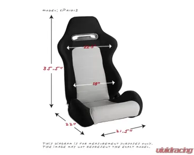 Cipher Auto Black|Gray Cloth Racing Seats - Pair - CPA1013FBKGY