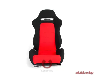 Cipher Auto Black|Red Cloth Racing Seats - Pair - CPA1013FBKRD