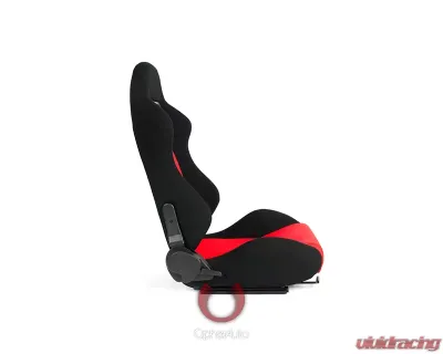 Cipher Auto Black|Red Cloth Racing Seats - Pair - CPA1013FBKRD