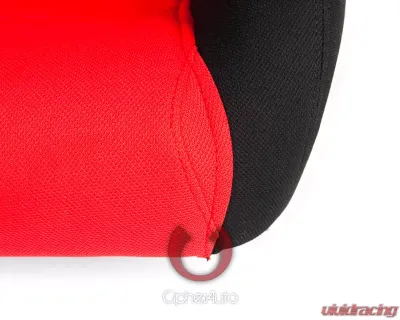 Cipher Auto Black|Red Cloth Racing Seats - Pair - CPA1013FBKRD