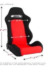 Cipher Auto Black|Red Cloth Racing Seats - Pair                                     - CPA1013FBKRD - Image 7