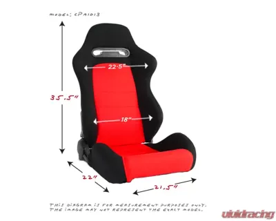 Cipher Auto Black|Red Cloth Racing Seats - Pair - CPA1013FBKRD