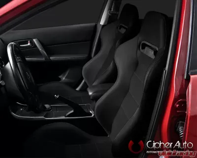 Cipher Auto Black Cloth Racing Seats - Pair - CPA1013FBK