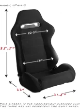 Cipher Auto Black Cloth Racing Seats - Pair                                     - CPA1013FBK - Image 7