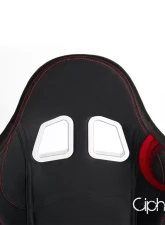 Cipher Auto Black Cloth w/ Red Stitching Racing Seats - Pair                                     - CPA1016FBK-R - Image 4