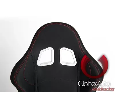 Cipher Auto Black Cloth w/ Red Stitching Racing Seats - Pair - CPA1016FBK-R