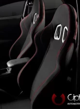 Cipher Auto Black Cloth w/ Red Stitching Racing Seats - Pair                                     - CPA1016FBK-R - Image 6