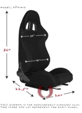 Cipher Auto Black Cloth w/ Red Stitching Racing Seats - Pair                                     - CPA1016FBK-R - Image 7