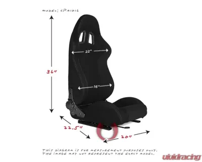 Cipher Auto Black Cloth w/ Red Stitching Racing Seats - Pair - CPA1016FBK-R
