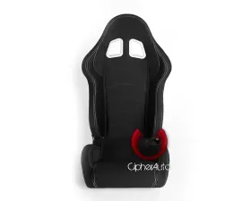 Cipher Auto Black Cloth w/ White Stitching Racing Seats - Pair