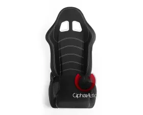 Cipher Auto CPA1016 Black Cloth with White Stitching Racing Seats - Pair