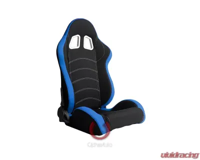 Cipher Auto Blue|Black Cloth Racing Seats - Pair - CPA1018FBUBK