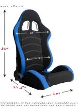 Cipher Auto Blue|Black Cloth Racing Seats - Pair                                     - CPA1018FBUBK - Image 7