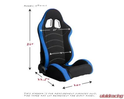 Cipher Auto Blue|Black Cloth Racing Seats - Pair - CPA1018FBUBK