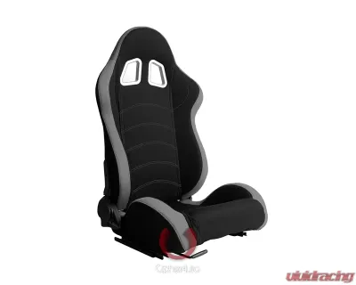 Cipher Auto Gray|Black Cloth Racing Seats - Pair - CPA1018FGYBK