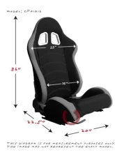 Cipher Auto Gray|Black Cloth Racing Seats - Pair                                     - CPA1018FGYBK - Image 7