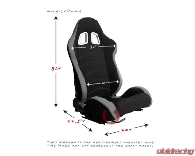Cipher Auto Gray|Black Cloth Racing Seats - Pair - CPA1018FGYBK