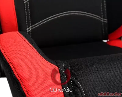 Cipher Auto Red|Black Cloth Racing Seats - Pair - CPA1018FRDBK