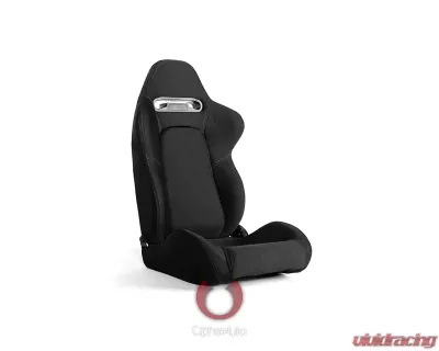 Cipher Auto Black Cloth w/ Gray Stitching Racing Seats - Pair - CPA1019FBK-G