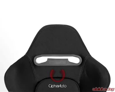 Cipher Auto Black Cloth w/ Gray Stitching Racing Seats - Pair - CPA1019FBK-G