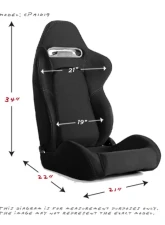 Cipher Auto Black Cloth w/ Gray Stitching Racing Seats - Pair                                     - CPA1019FBK-G - Image 7