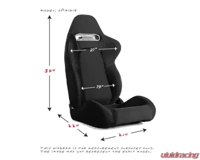 Cipher Auto Black Cloth w/ Gray Stitching Racing Seats - Pair - CPA1019FBK-G