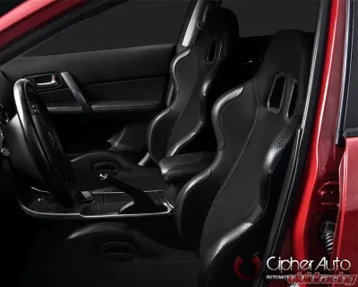 Cipher Auto Black Cloth Racing Seats - Pair - CPA1025FBK