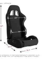 Cipher Auto Black Cloth Racing Seats - Pair                                     - CPA1025FBK - Image 7