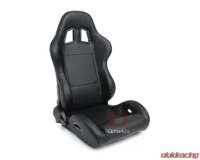 Cipher Auto Black Leatherette Racing Seats - Pair - CPA1025PBK