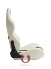 Cipher Auto White w/ Black Stripes Synthetic Leather Racing Seats - Pair                                     - CPA1026PWH-BK - Image 3