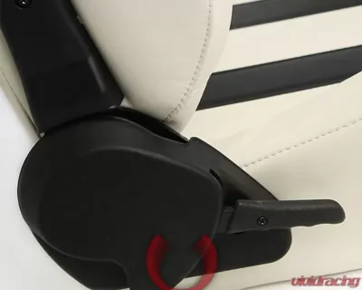 Cipher Auto White w/ Black Stripes Synthetic Leather Racing Seats - Pair - CPA1026PWH-BK