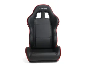 Cipher Auto Black w/ Red Piping Synthetic Leather Racing Seats - Pair