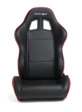 Cipher Auto Black w/ Red Piping Synthetic Leather Racing Seats - Pair                                     - CPA1031PBK-R - Image 7