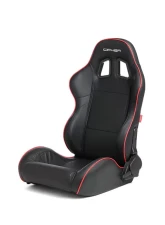 Cipher Auto Black w/ Red Piping Synthetic Leather Racing Seats - Pair                                     - CPA1031PBK-R - Image 2