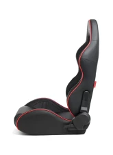 Cipher Auto Black w/ Red Piping Synthetic Leather Racing Seats - Pair                                     - CPA1031PBK-R - Image 3