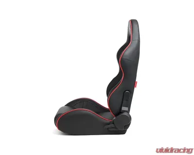 Cipher Auto Black w/ Red Piping Synthetic Leather Racing Seats - Pair - CPA1031PBK-R