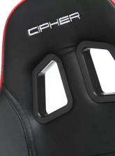 Cipher Auto Black w/ Red Piping Synthetic Leather Racing Seats - Pair                                     - CPA1031PBK-R - Image 5