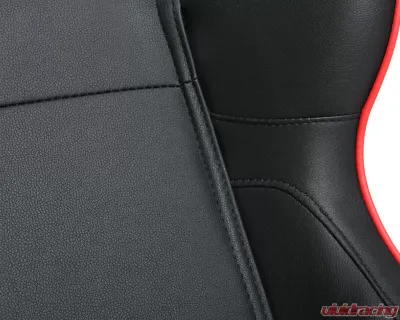 Cipher Auto Black w/ Red Piping Synthetic Leather Racing Seats - Pair - CPA1031PBK-R