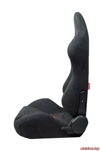 Cipher Auto Black Microsuede And Red Accents w/ PU Leather Inserts Racing Seats - Pair - CPA1075CFSDBK-R