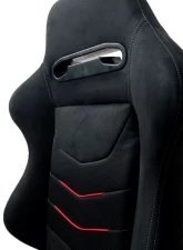 Cipher Auto Black Microsuede And Red Accents w/ PU Leather Inserts Racing Seats - Pair                                     - CPA1075CFSDBK-R - Image 5