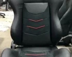 Cipher Auto Universal Racing Seats Black Leatherette With Micro Suede inserts with Red Accents