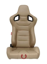 Cipher Auto Beige PU Leather Carbon Fiber w/ Gold Stitches Euro Racing Seats - Pair                                     - CPA2001PCFBG-GD - Image 7