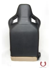 Cipher Auto Beige PU Leather Carbon Fiber w/ Gold Stitches Euro Racing Seats - Pair                                     - CPA2001PCFBG-GD - Image 4