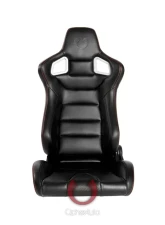 Cipher Auto Black PU Leather Carbon Fiber w/ Red Stitches Euro Racing Seats - Pair                                     - CPA2001PCFBK-R - Image 7