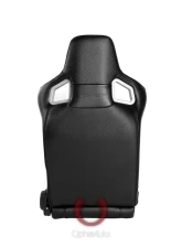 Cipher Auto Black PU Leather Carbon Fiber w/ Red Stitches Euro Racing Seats - Pair                                     - CPA2001PCFBK-R - Image 3