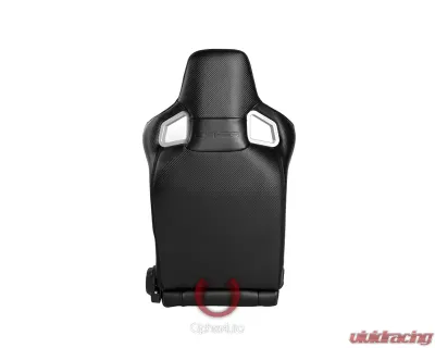 Cipher Auto Black PU Leather Carbon Fiber w/ Red Stitches Euro Racing Seats - Pair - CPA2001PCFBK-R